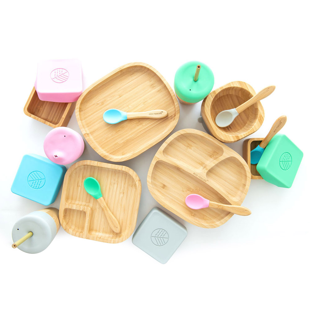 PLATO BAMBOO TODDLER SIN SECCIONES VERDE ECO RASCALS