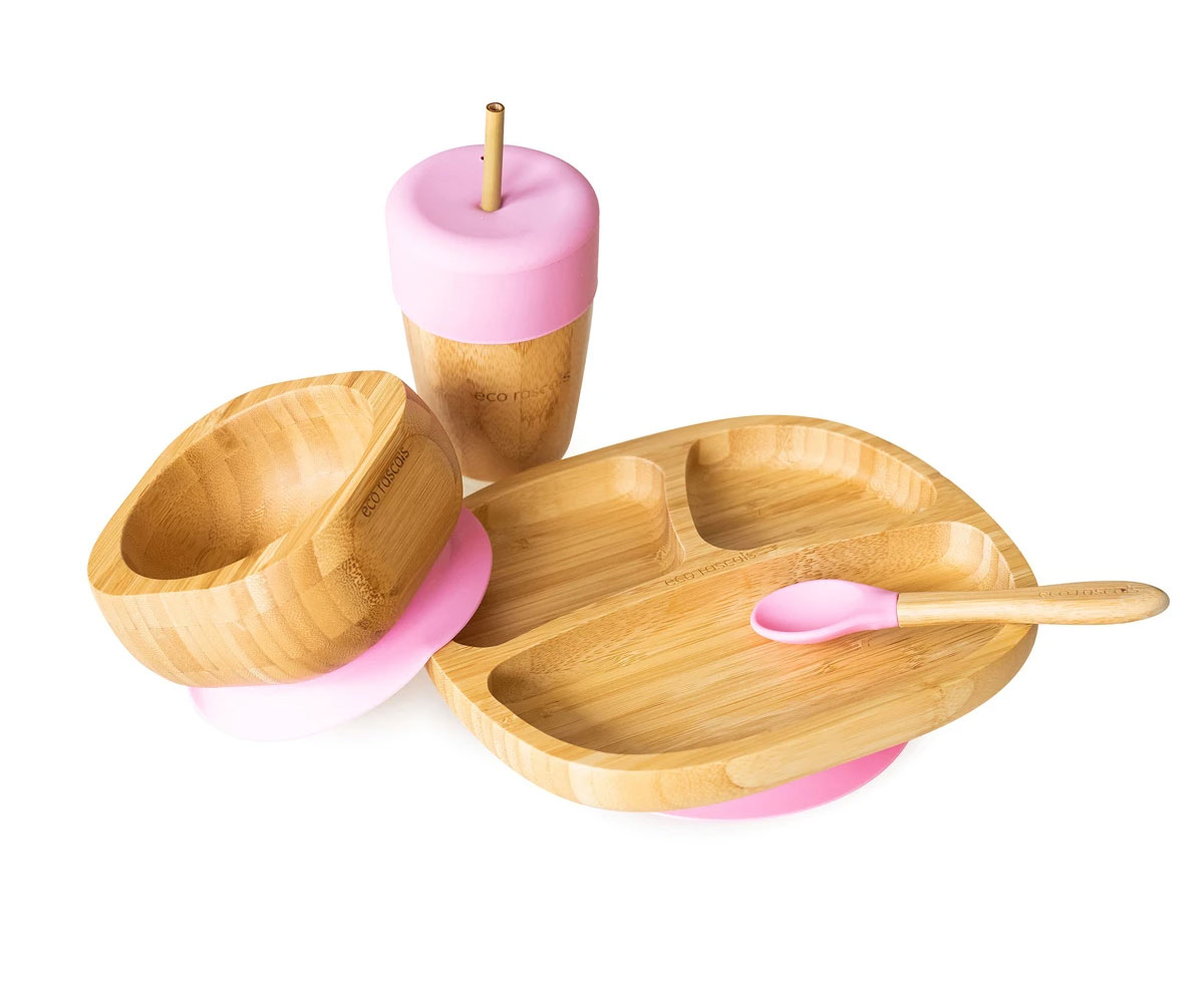 VASO BAMBOO 240ML ROSA ECO RASCALS PAJITA