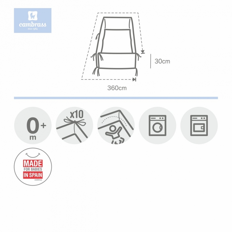 PROTECTOR DE CUNA 360 LISO BLANCO 360X30