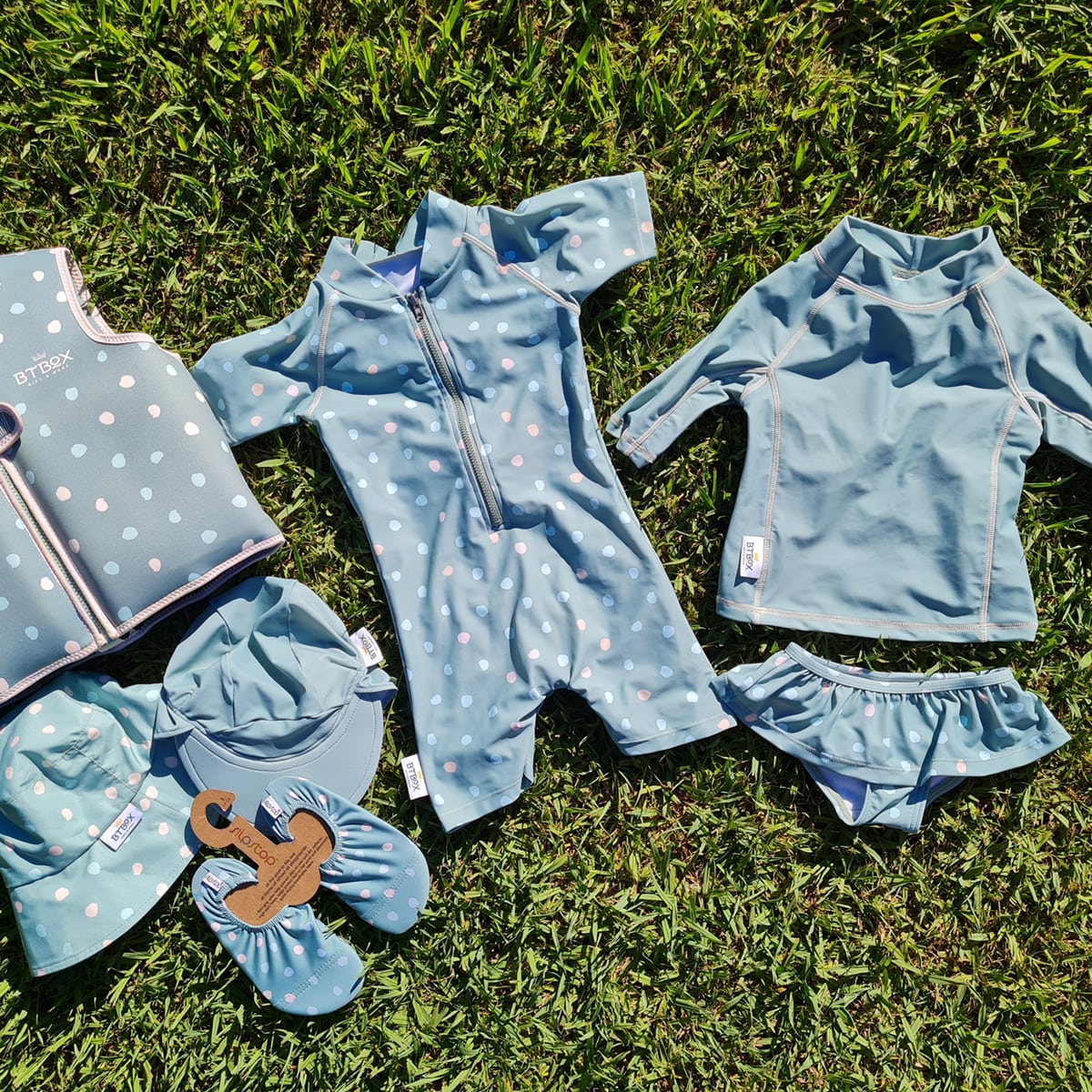 BRAGA BIKINI BTBOX UPF 50+ LUNARES VERDE 4-5 AÑOS