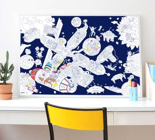 OMY POSTER XL OMY SPACE STATION PARA COLOREAR+PEGATINAS