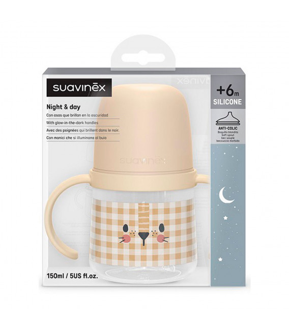 BIBERON  C/ASAS LUM 150ML S +6M NOCHE LION I3