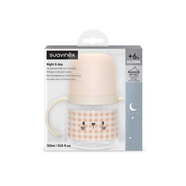 BIBERON  C/ASAS LUM 150ML S+6M NOCHE RABBIT I3