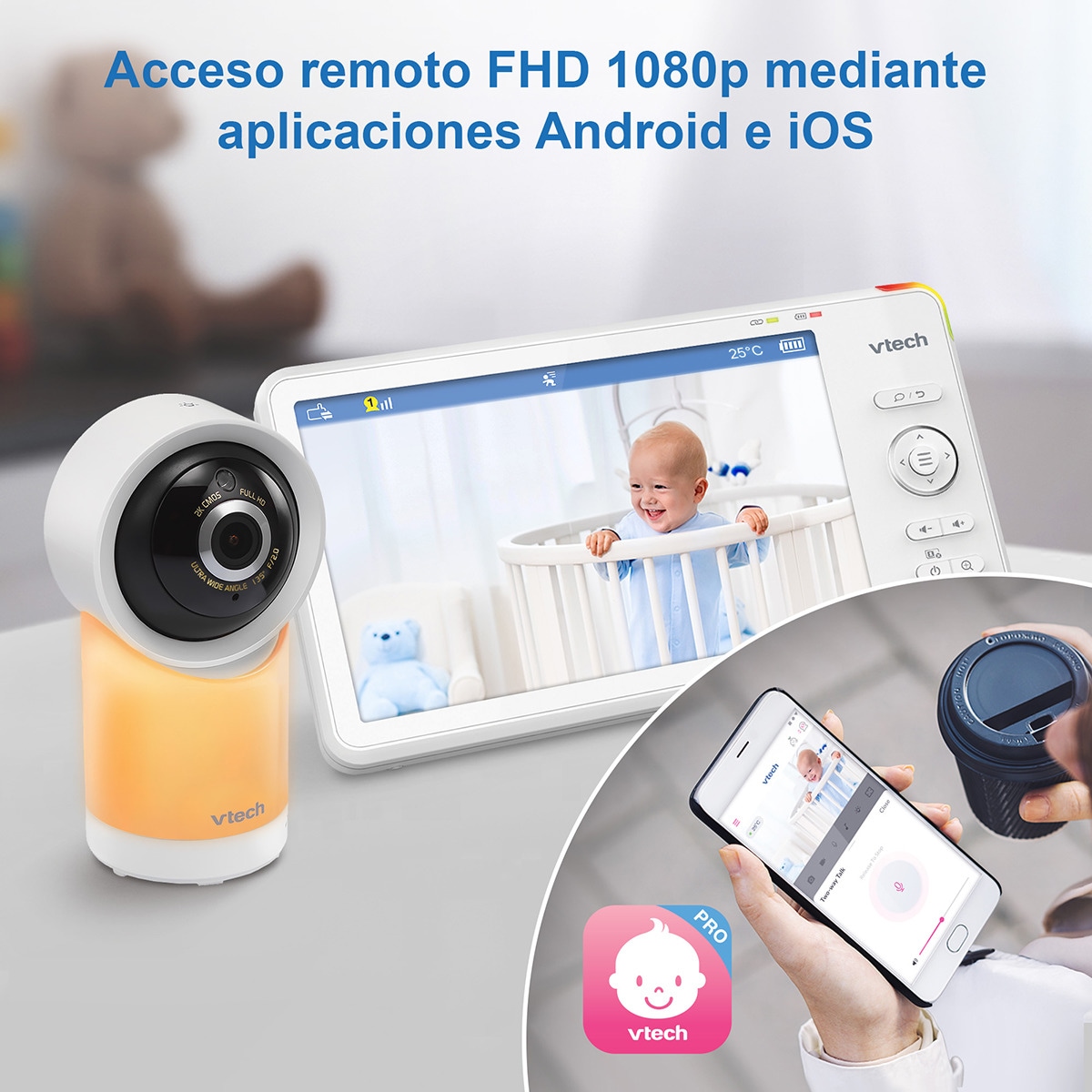 MONITOR VTECH VIDEO 7&quot; WIFI APP CONNECT RM7766HD
