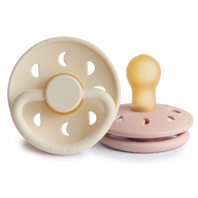 Pack 2 Chupetes FRIGG Block Silicona MOON PHASE 0-6m Blush/Cream