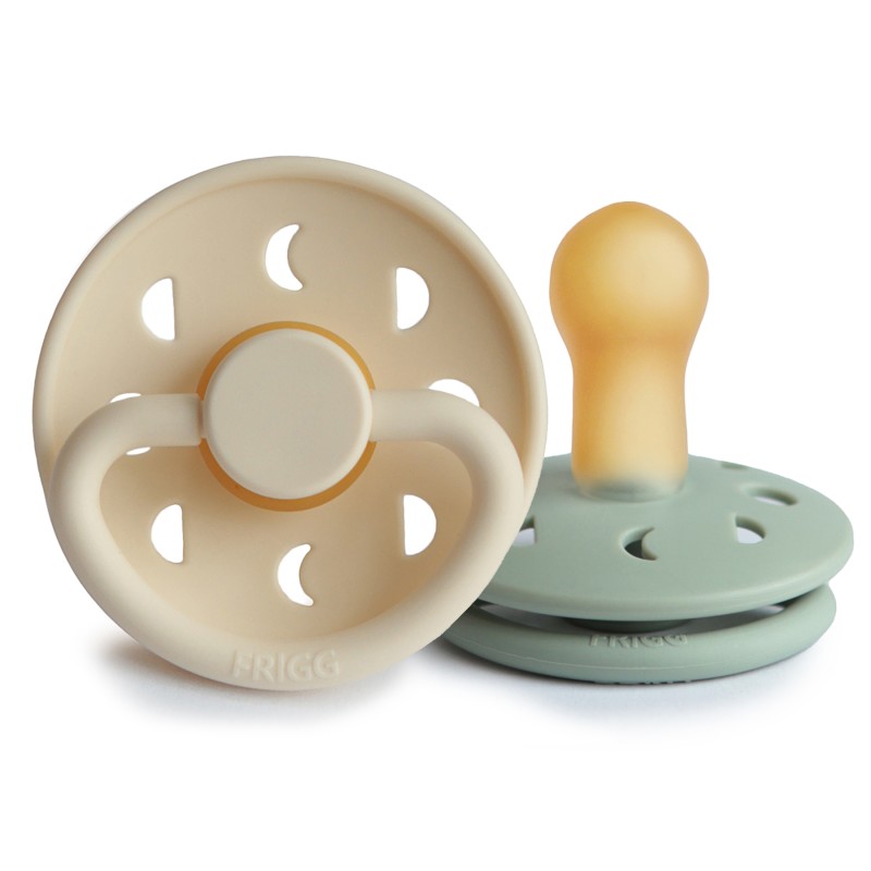 Pack 2 Chupetes FRIGG Block Silicona MOON PHASE 6m+ Sage/Cream