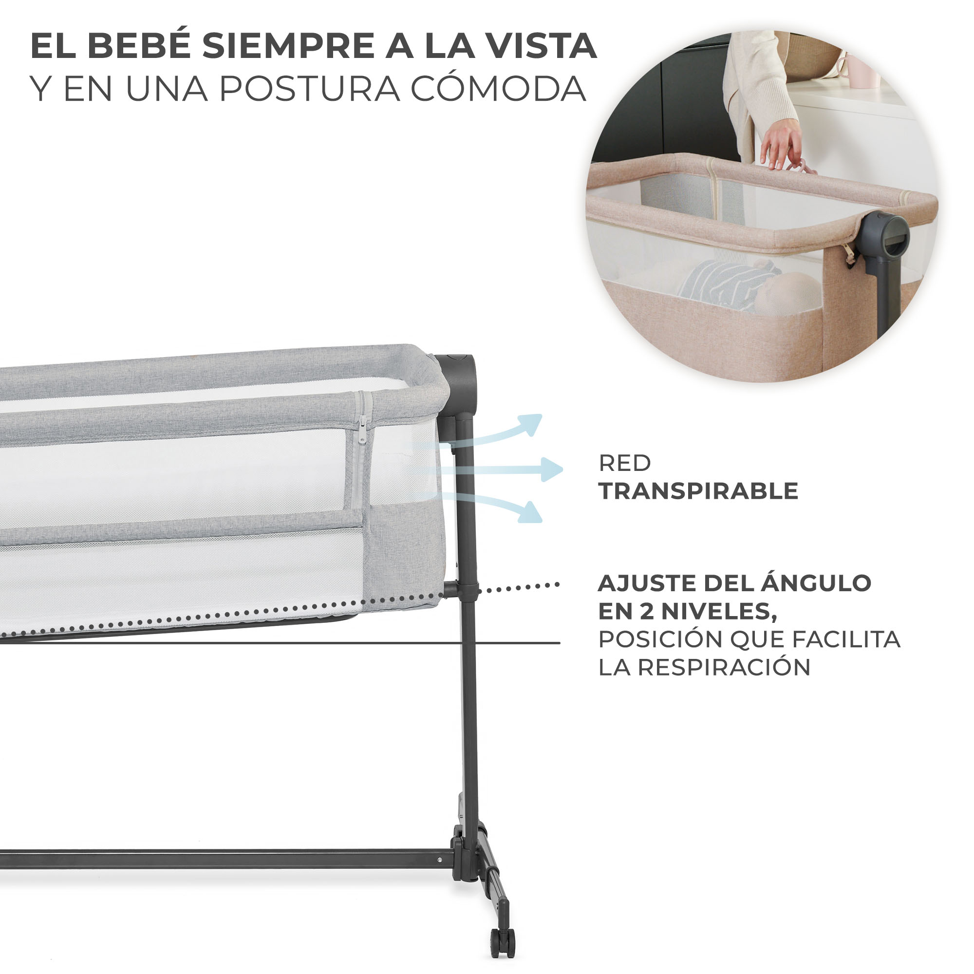 MINICUNA COLECHO NESTE UP 2 LIGHT GREY