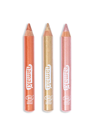 SET DE 3 LÁPICES BRILLO COBRE-ORO-ROSA CON
PURPURINA