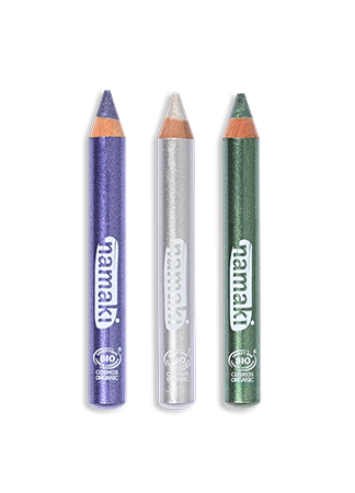 SET DE 3 LÁPICES BRILLO VIOLETA-PLATA-VERDE
CON PURPURINA