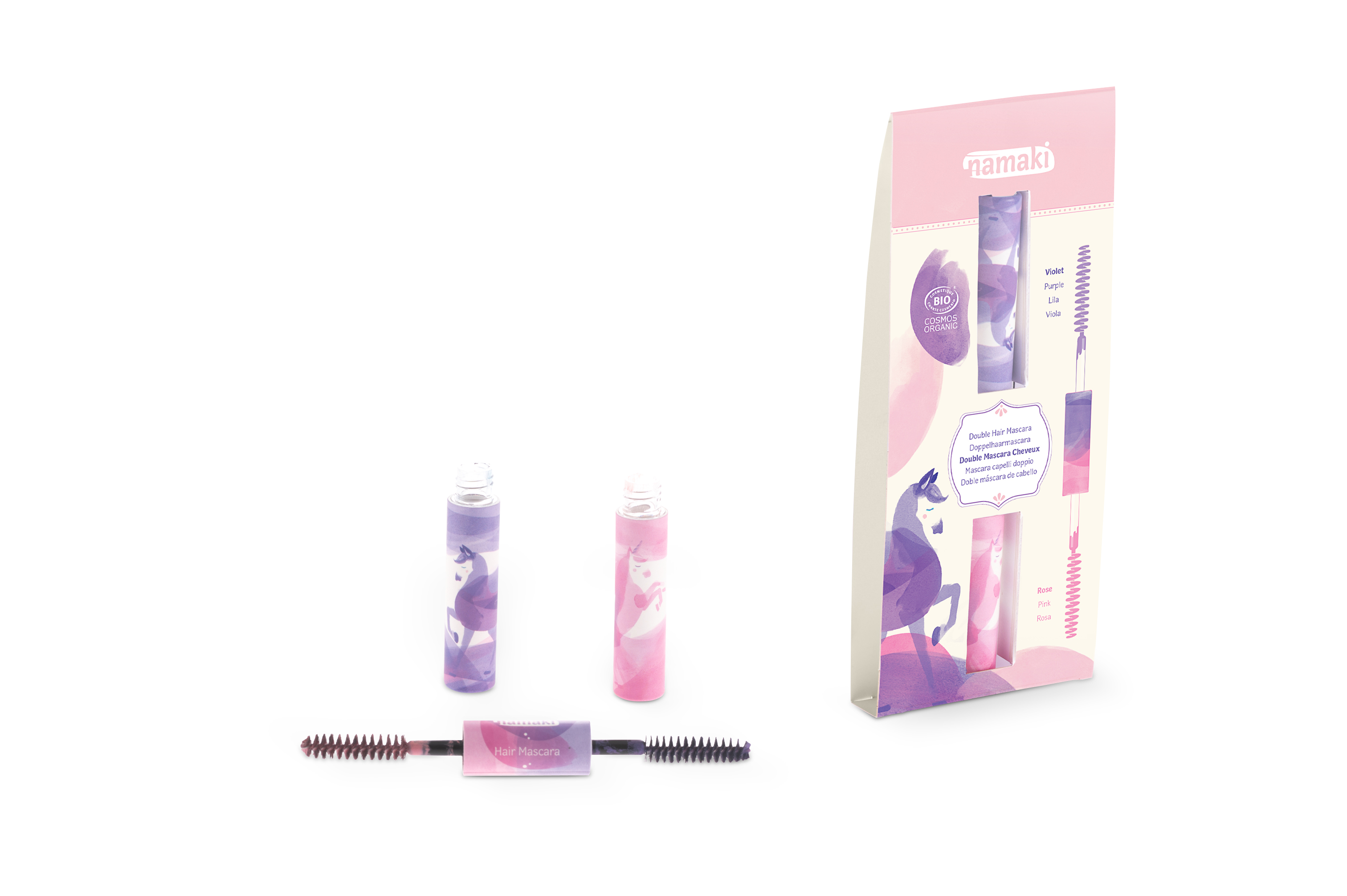 MASCARA DE PELO DOBLE - Rosa-Púrpura