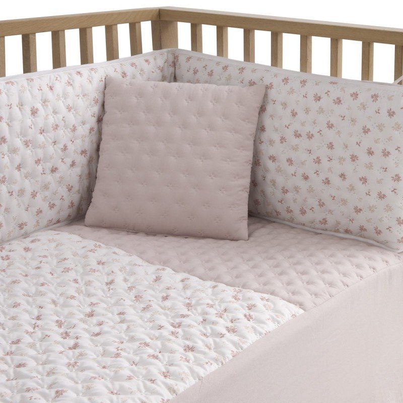 COLCHA+PROTECTOR CUNA 60 BRANCH ROSA