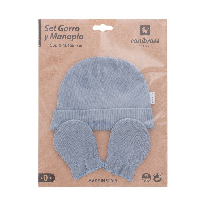 JUEGO DE GORRO Y MANOPLAS LISO AZUL TRADEWINGS