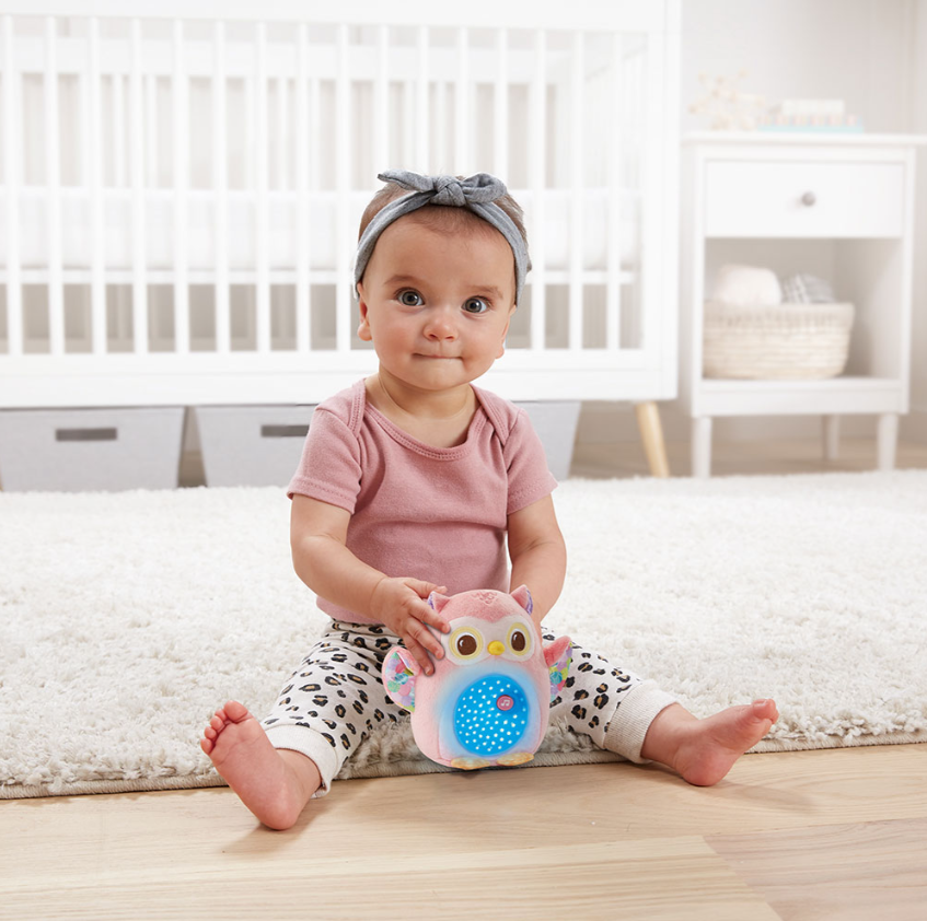 PROYECTOR DE PELUCHE BUHO ESTRELLITAS ROSA