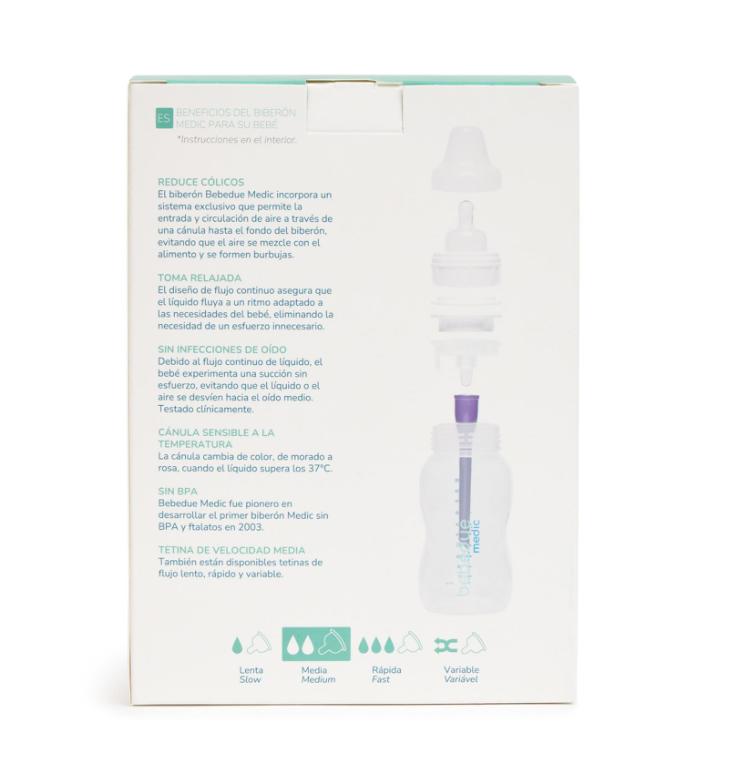PACK DE 2 BIBERONES BEBEDUE MEDIC ANTICOLIC PP 260ML +3M