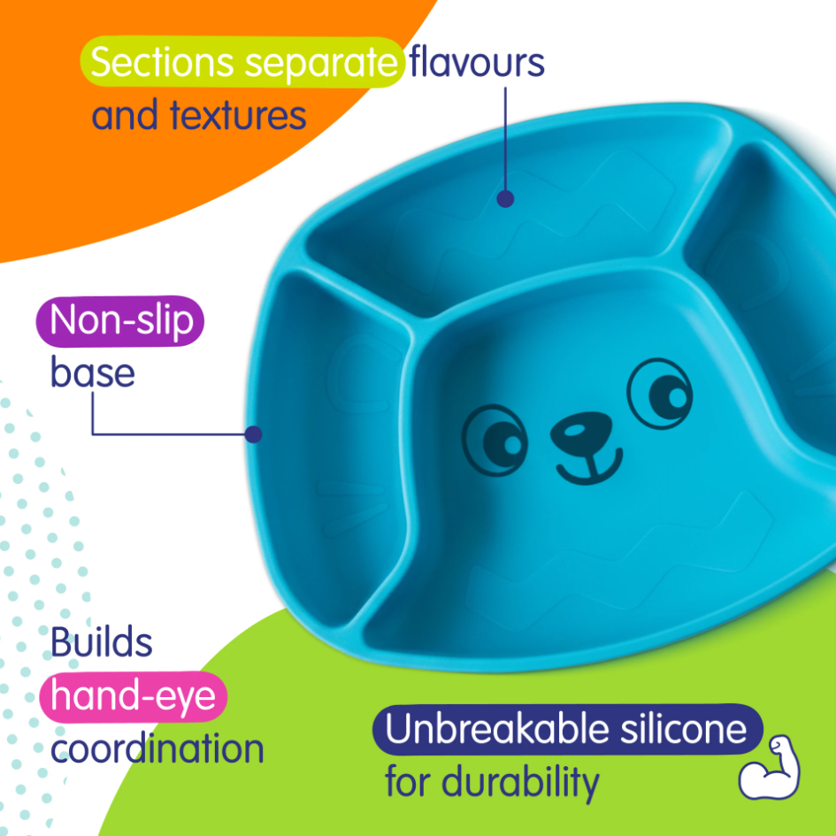 PLATO CON VENTOSA STICK&amp;SNACK SILICONA SURTIDO