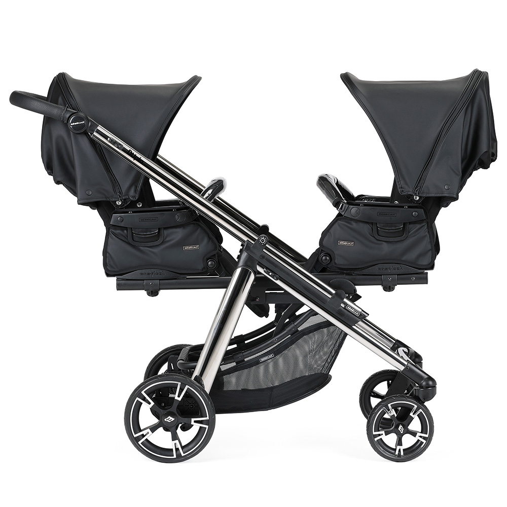 SILLA GEMELAR DUPLA CONVERTIBLE KP056 CROMADO/NEGRO