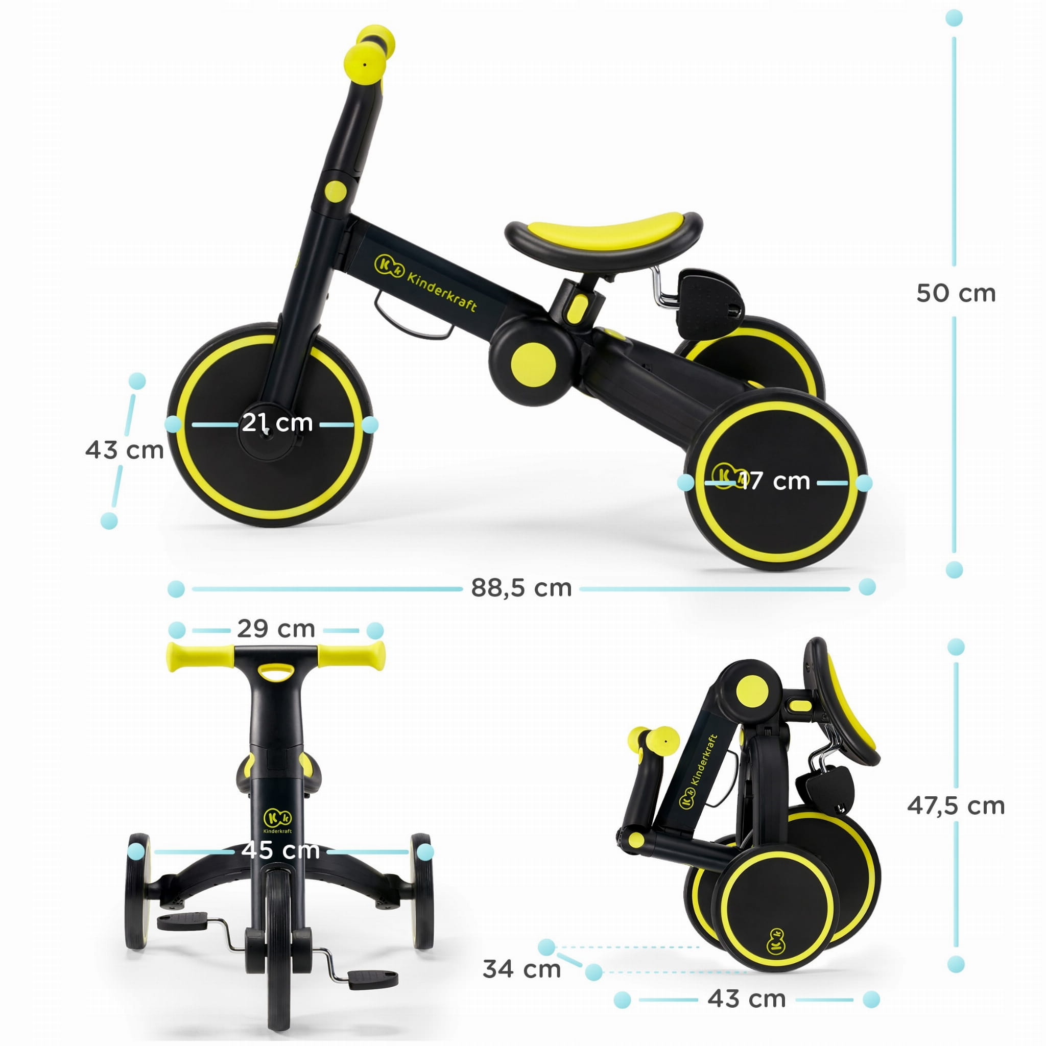 Triciclo 3 en 1 4TRIKE Kinderkraft, Bicicleta de equilibrio, Triciclo