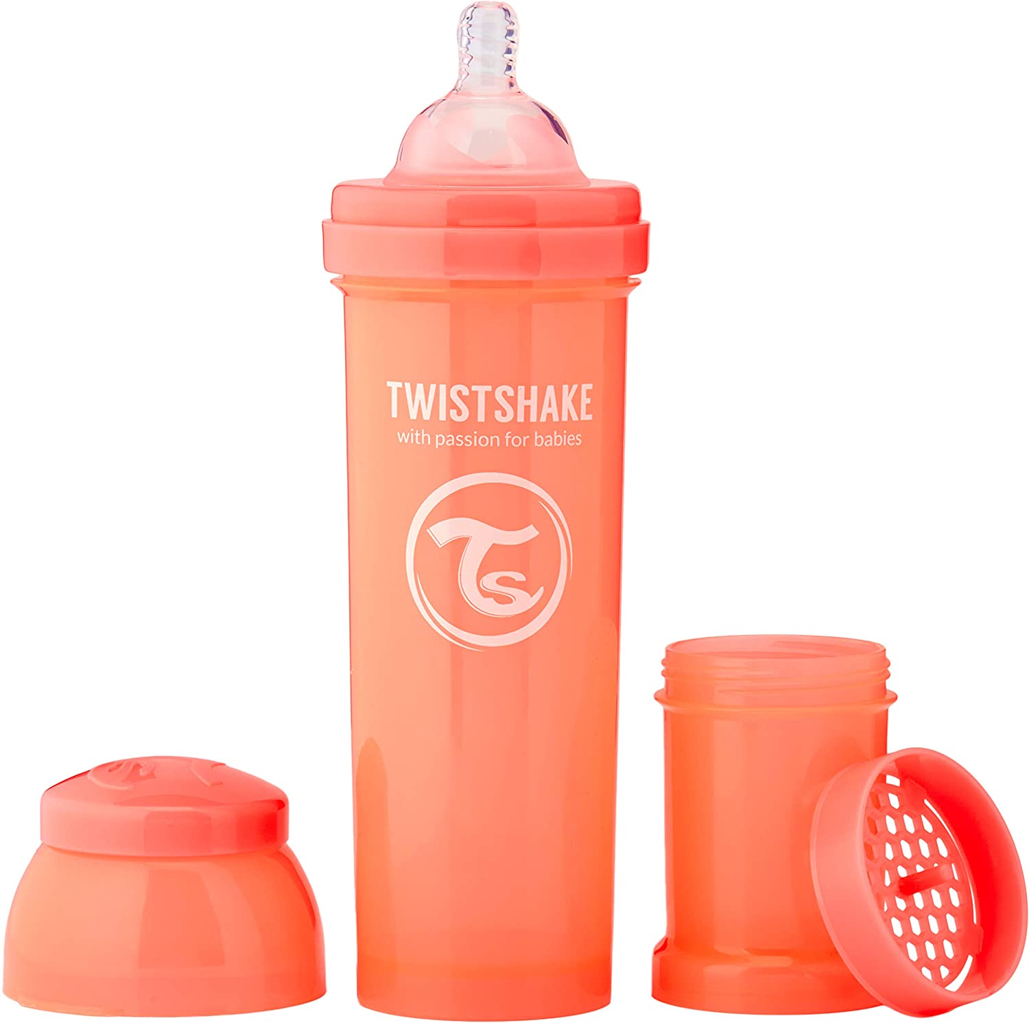 TWISTSHAKE BIBERON 260ML PASTEL CORAL