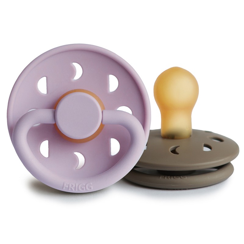 Pack 2 Chupetes FRIGG Block Latex MOON PHASE 0-6m Soft Lilac/Portobello