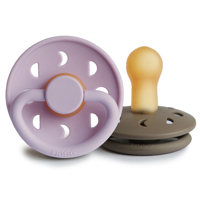 Pack 2 Chupetes FRIGG Block Latex MOON PHASE 6m+ Soft Lilac/Portobello