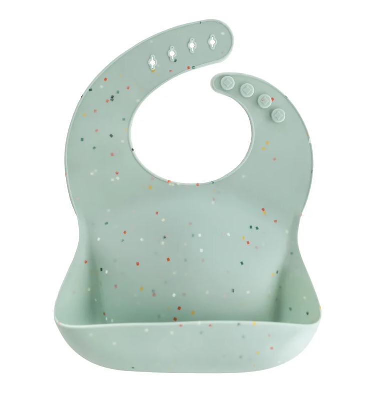Babero Silicona PRINT Cambridge Blue Confetti