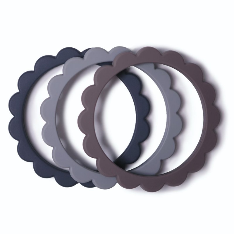 Mordedor Pack 3 brazaletes FLOWER Steel/Dove Gray/Stone