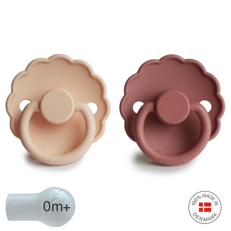 Pack 2 Chupetes FRIGG Block Silicona DAISY 6m+ Pink Cream/Powder Blush