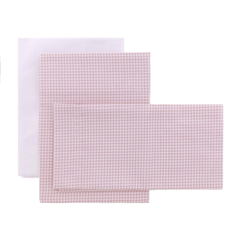 SABANA CUNA 3 PCS (CUNA 60) 100X165 CM VICHY10 ROSA