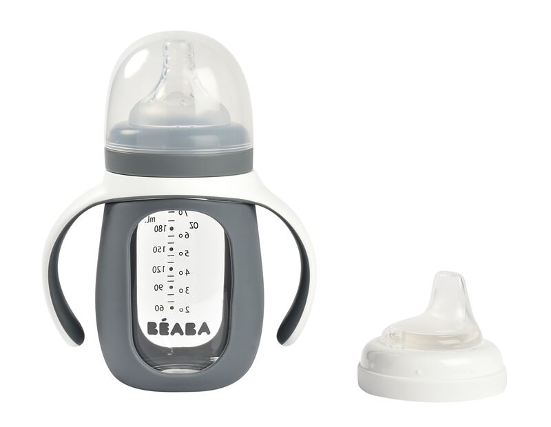 BIBERON CRISTAL C/ASAS + SILICONA 210ML MINERAL GREY