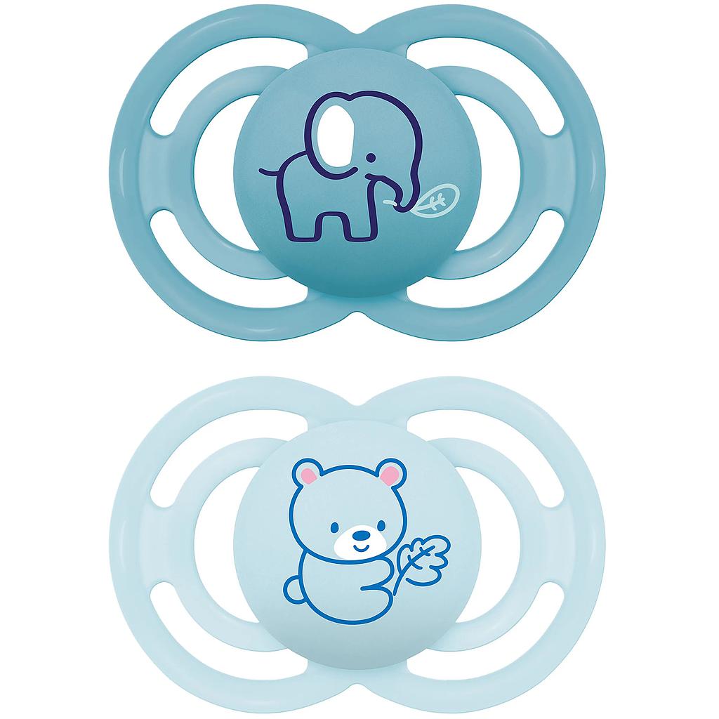 CHUPETE SILICONA PERFECT 6M+ AZUL (2 ud)