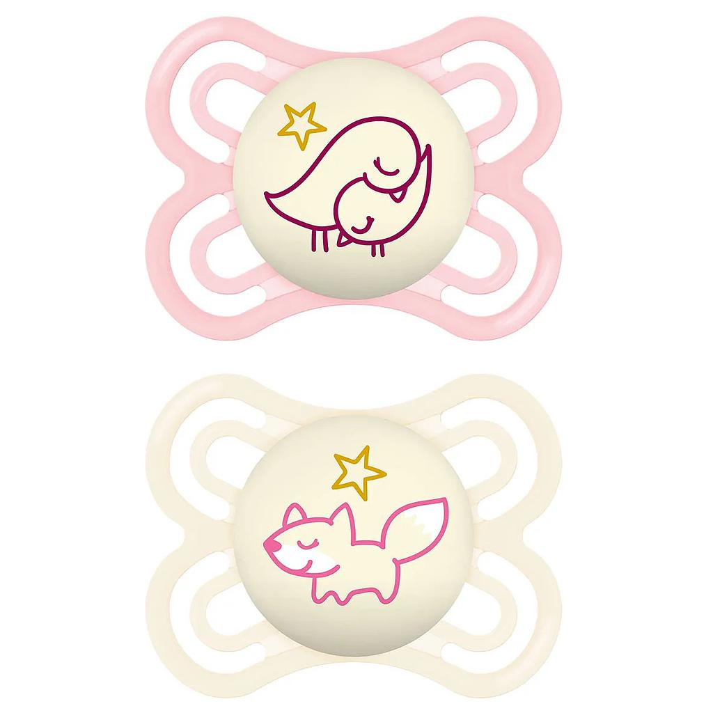 CHUPETE SILICONA PERFECT NIGHT 0M+ ROSA (2 ud)