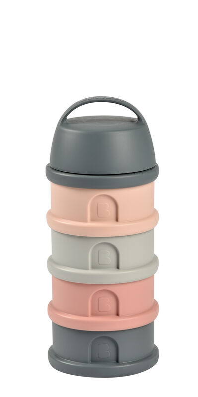 DOSIFICADOR APILABLE 4 COMP. GRIS MINERAL/ROSA POLVO