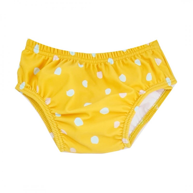 BAÑADOR PAÑAL BTBOX UPF 50+ LUNARES MOSTAZA 12-18 MESES