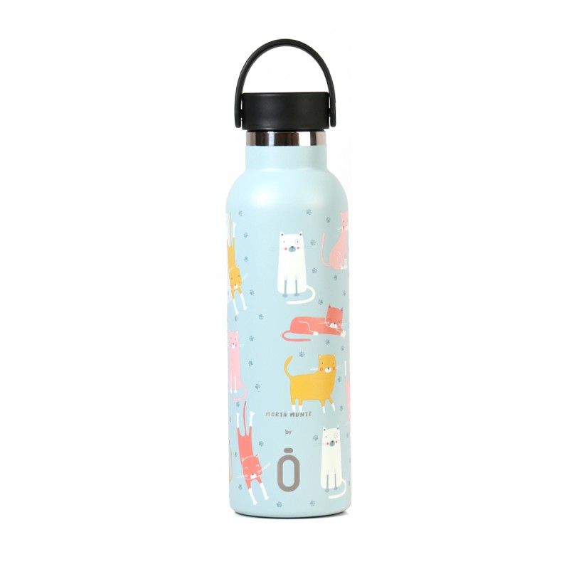 BOTELLA TERMICA RUNBOTT+T.ESTANDAR 600 ML MARTA MUNTE CATS AZUL