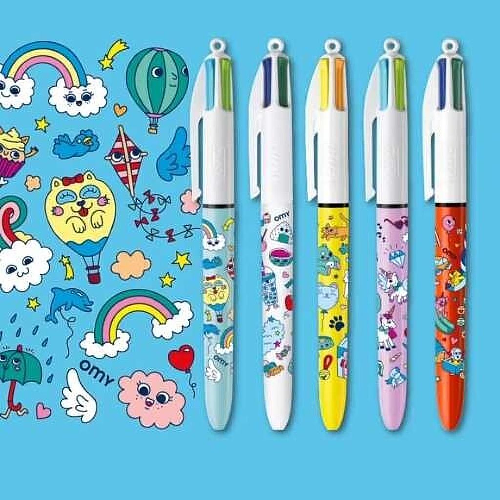 OMY BOLIGRAFOS DE 4 COLORES BIC &amp; OMY KAWAI 5 unds