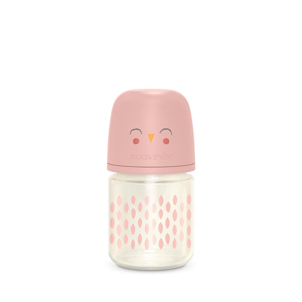 BIBERÓN VIDRIO 120ML BONHOMIA FEATHER ROSA