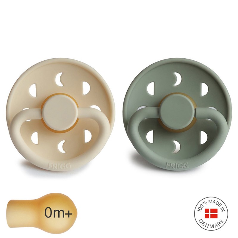 Pack 2 Chupetes FRIGG Block Silicona MOON PHASE 6m+ Sage/Cream