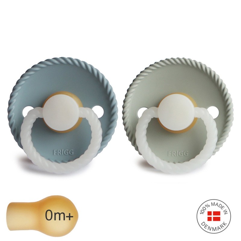 Pack 2 Chupetes FRIGG Night Latex ROPE 0-6m TSt.Blue/Sage