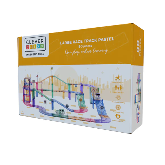 CLEVERCLIXX PISTA DE CARRERAS PASTEL 80 piezas