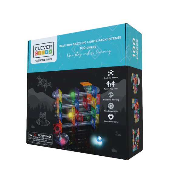 CLEVERCLIXX PISTA DE BOLAS LUMINOSAS COLORES VIVOS 100 piezas