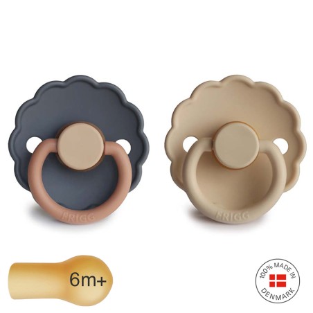 Pack 2 Chupetes FRIGG Block Latex DAISY 6m+ Aurora/Croissant