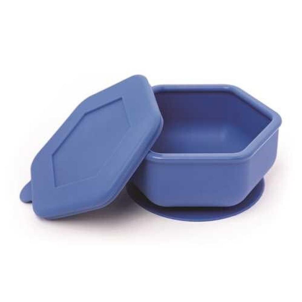 BOL SILICONA CON SUCCIÓN Y TAPA AZUL