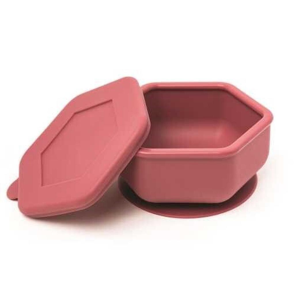 BOL SILICONA CON SUCCIÓN Y TAPA BURDEOS