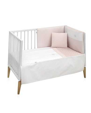 COLCHA+PROTECTOR CUNA 60 FRESCO ROSA