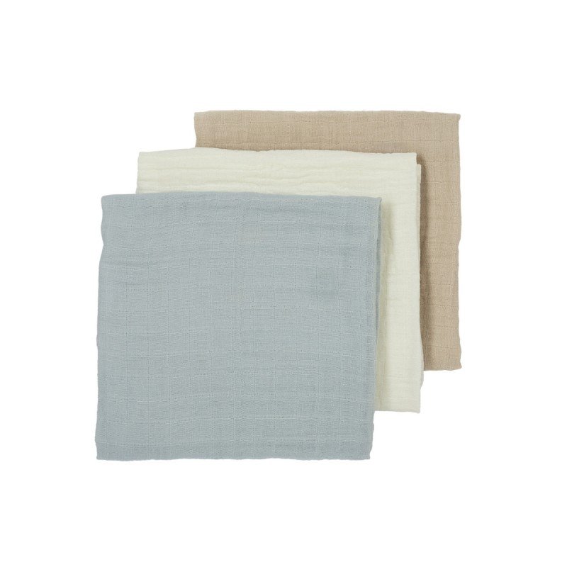 MUSELINA LAVADA MEDIANA PACK 3 UNDS - 70X70CM - UNI OFF WHITE /LIGHT GREY/SAND
