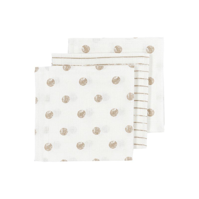 MUSELINA MEDIANA PACK 3 UNDS - 70X70CM - DOT STRIPE SAND