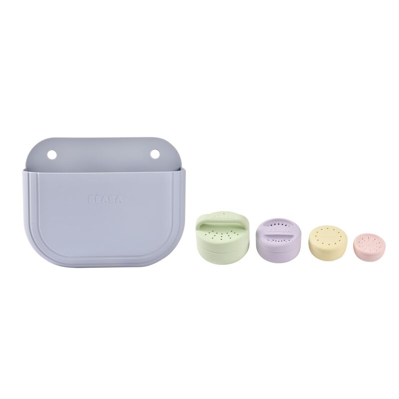 PACK CESTO AZUL+JUEGOS DE BAÑO MULTICOLOR