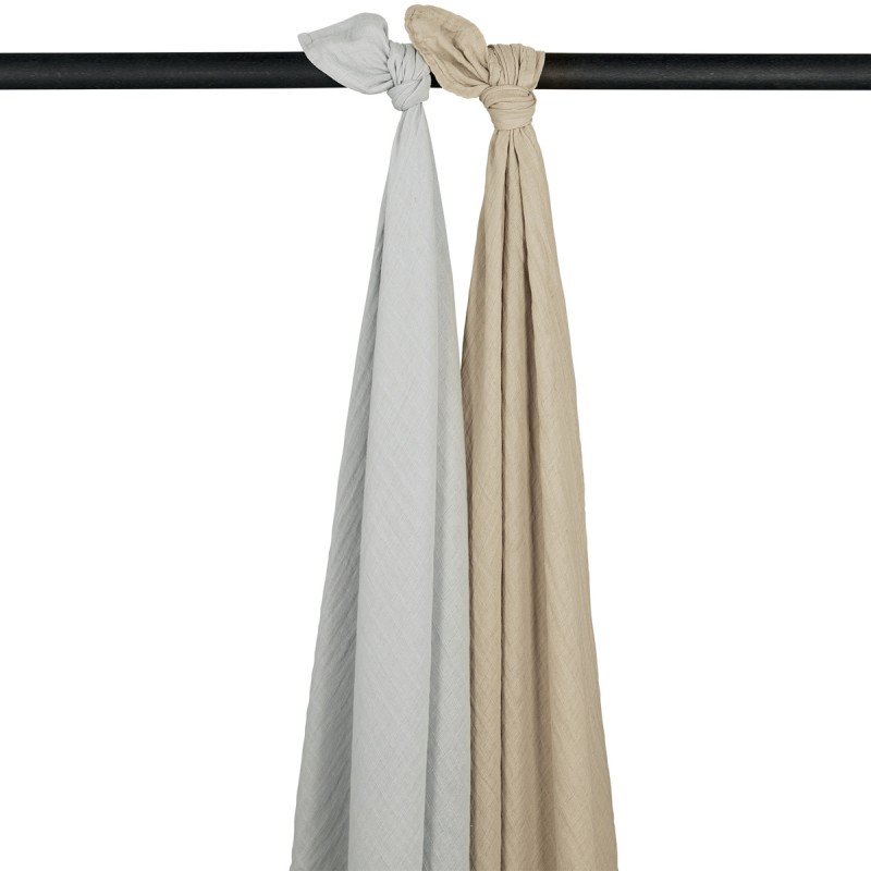 MUSELINA LAVADA GDE PACK DE 2 120x120 CM ME-UNI LIGHT GREY/SAND
