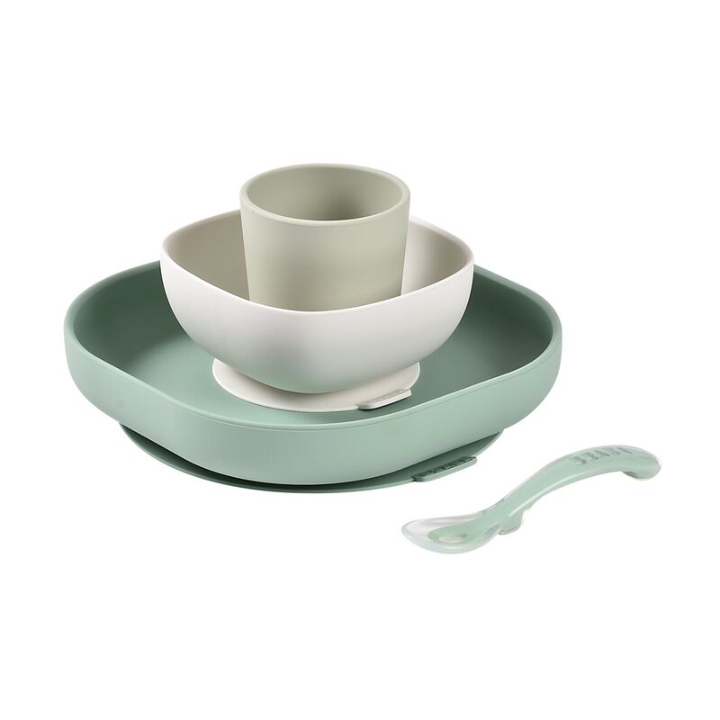 SET VAJILLA SILICONA 4 PZAS VERDE SALVIA