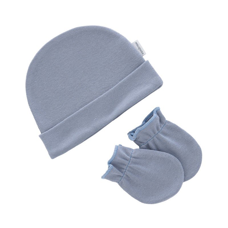 JUEGO DE GORRO Y MANOPLAS LISO AZUL TRADEWINGS